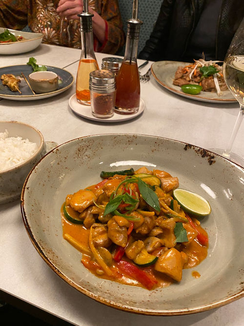 Green curry chicken served at Sukhothai, a Thai specialty restaurant on Norwegian Aqua. Green curry chicken served at Sukhothai, a Thai specialty restaurant on Norwegian Aqua.
