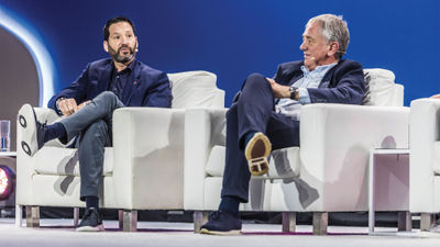 Carnival Corp. CEO Josh Weinstein (left) and MSC Cruises executive chairman Pierfrancesco Vago at Seatrade Cruise Global.
