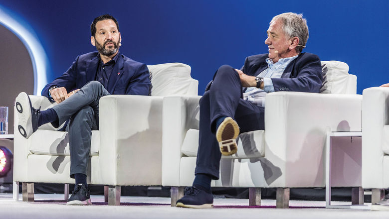 Carnival Corp. CEO Josh Weinstein (left) and MSC Cruises executive chairman Pierfrancesco Vago at Seatrade Cruise Global.