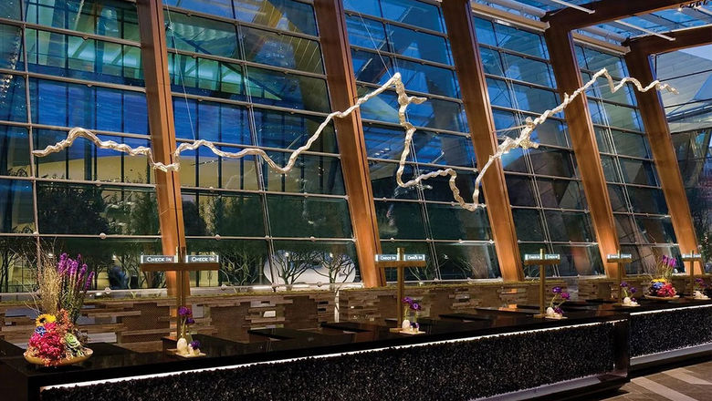 “Silver River,” the 84-foot cast of the Colorado River suspended above Aria’s check-in desk, is the creation of Maya Lin. Curator Michele C. Quinn will lead a tour of Aria’s public fine art collection during Duck Duck Shed.