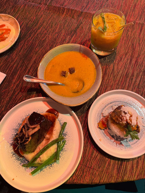 Clockwise from top: a lentil soup, red snapper and short ribs. To drink: Can You Feel the Rum Tonight. Clockwise from top: a lentil soup, red snapper and short ribs. To drink: Can You Feel the Rum Tonight.