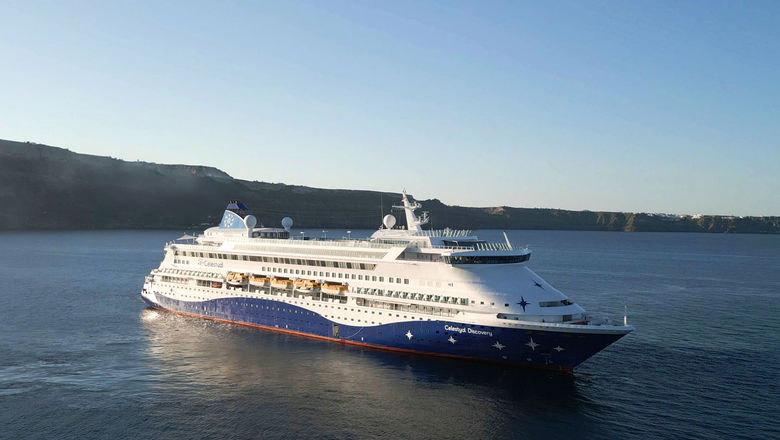 The 1,360-guest Celestyal Discovery is sailing Greek island cruises through November.