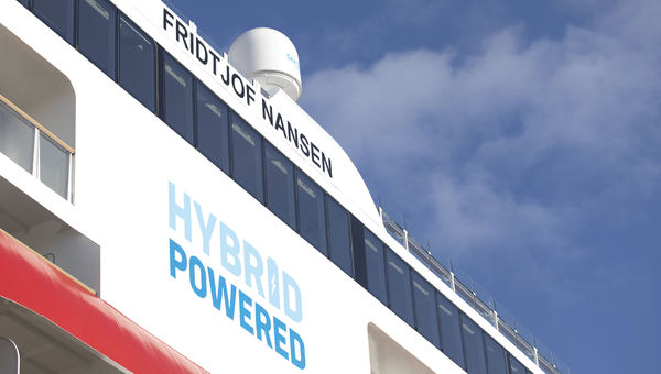 Hurtigruten's fleet has hybrid-powered ships, including the Fridtjof Nansen, to further the company's sustainability goals.