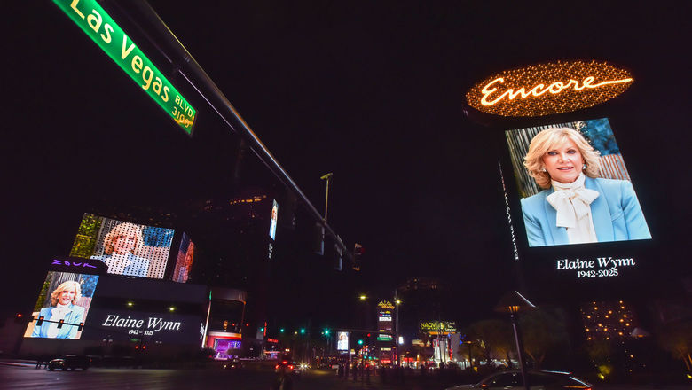 The lights on the Las Vegas Strip dimmed on April 15 in honor of the late Elaine Wynn, who with her ex-husband, Steve, created many of the most prominent resorts in the tourist corridor.