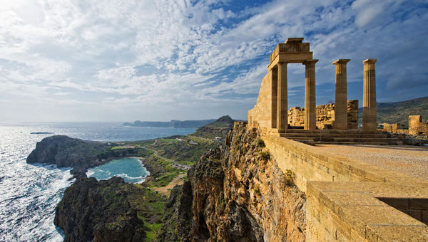 The ruins of the Lindos Acropolis on the island of Rhodes. The ruins of the Lindos Acropolis on the island of Rhodes.