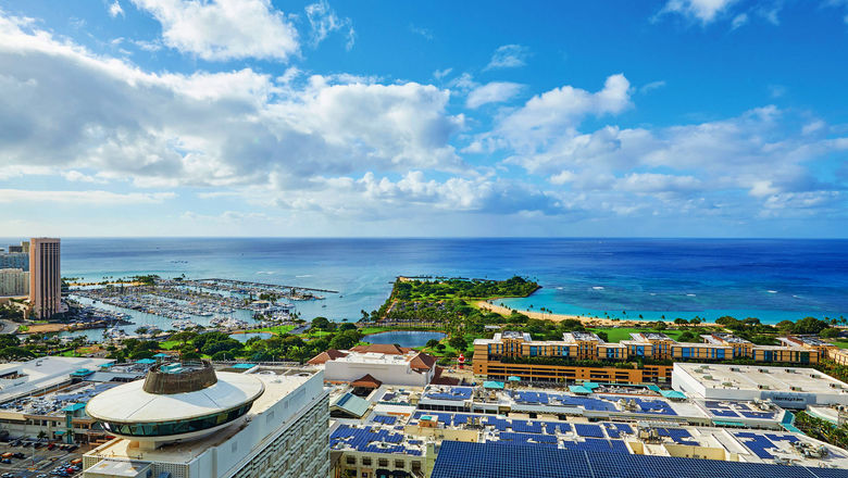 The view of Ala Moana Beach from the Renaissance Honolulu Hotel & Spa.