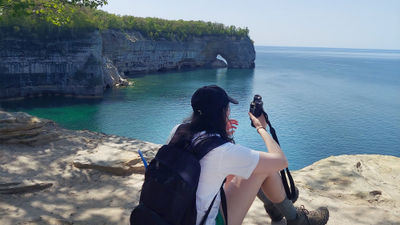 Cruise editor Teri West at Pictured Rocks National Lakeshore in Michigan.