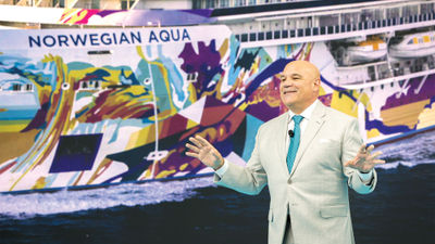 Norwegian Cruise Line president David Herrera during the Norwegian Aqua naming in Miami on April 13.