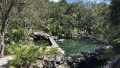 Xcaret Park, a 200-acre ecological park, includes swaths of jungle. Pictured here is the manatee lagoon, home to two rescued manatees.