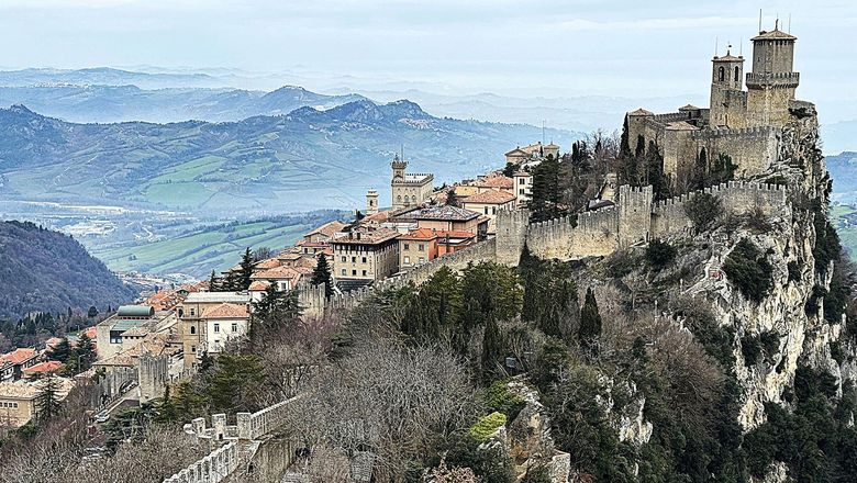 Visitors can follow trails to tour the three towers of San Marino.