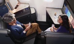 The new Polaris Studio seat configuration planned for United's upcoming 787-9 jets. Chief commercial officer Andrew Nocella said in making program changes to MileagePlus, members want "a first class seat or a Polaris seat ... as a reward."