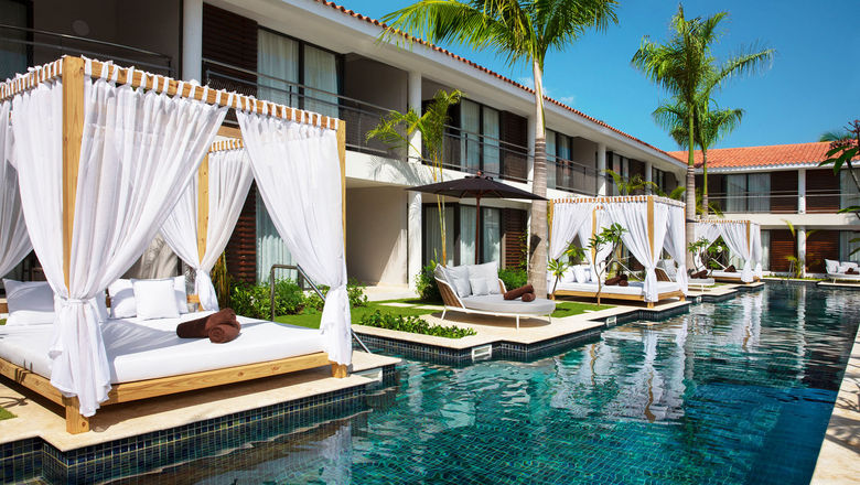 In its Q1 report, Hyatt said 88% of its Q2 all-inclusive business was booked. Pictured, swim-up suites at the Dreams Flora Resort & Spa in Punta Cana.