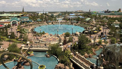 A view of Universal Epic Universe from the Universal Helios Grand Hotel.