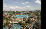 A view of Universal Epic Universe from the Universal Helios Grand Hotel. About half of the 500 rooms at the hotel have theme park views of Epic Universe. The hotel also has a dedicated entrance to Epic Universe.