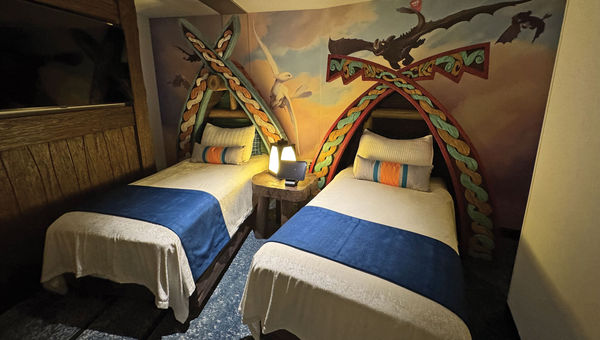 A room in the How to Train Your Dragon Kids' Suites at the Universal Helios Grand Hotel.