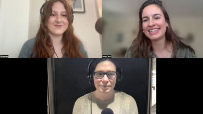 Clockwise from top left: Brinley Hineman, Travel Weekly's tours editor; Gaby Cecil of Active England Tours; and Folo by Travel Weekly host Rebecca Tobin talk about the appeal of literary tourism.