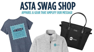 Merchandise for sale in the ASTA Swag Shop.