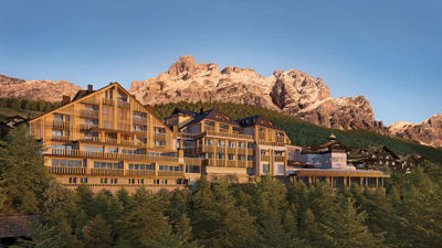 The Aman Rosa Alpina redesign aimed to preserve the resort's "alpine spirit," with timber, black metal accents and natural stone featured throughout.