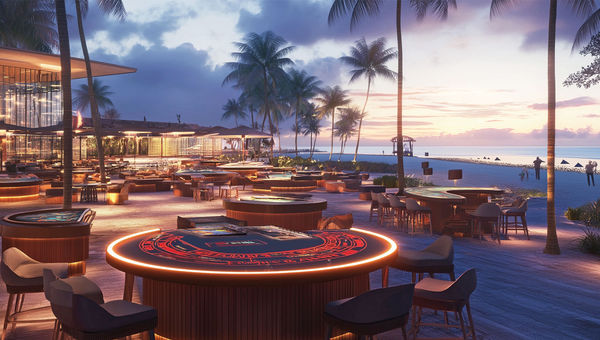 A rendering shows the revamped Grand Lucayan will have outdoor gaming tables. A rendering of outdoor gaming tables at the revamped Grand Lucayan.