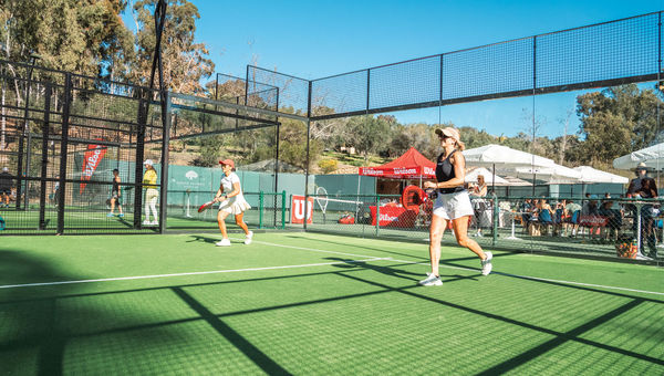 Padel players at the Rancho Valencia Resort & Spa. Padel players at the Rancho Valencia Resort & Spa.