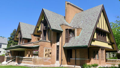The Wright-designed Nathan G. Moore House is located a block away from the architect's home and studio in Oak Park.