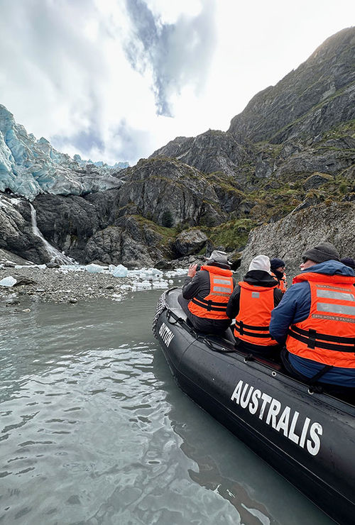 Zodiacs provide incredible access to glaciers in Tierra del Fuego’s narrow fjords.