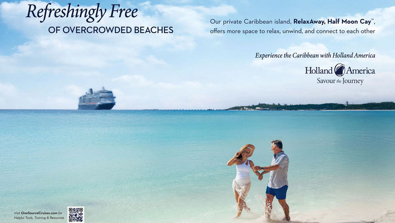 Holland America Line portrays private destination RelaxAway, Half Moon Cay as an uncrowded experience in a new ad.