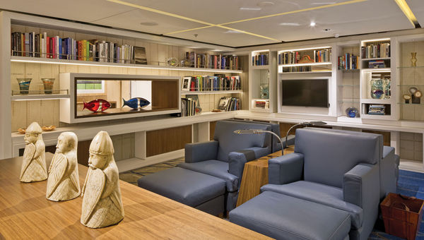 The intimate library space aboard the Viking Star.