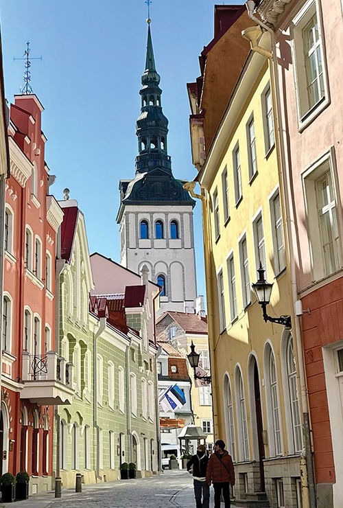 The colorful streets of the UNESCO World Heritage-listed Old Town in Tallinn, Estonia.