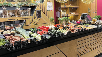 The culinary displays at Lyon's Halles Paul Bocuse are works of art.