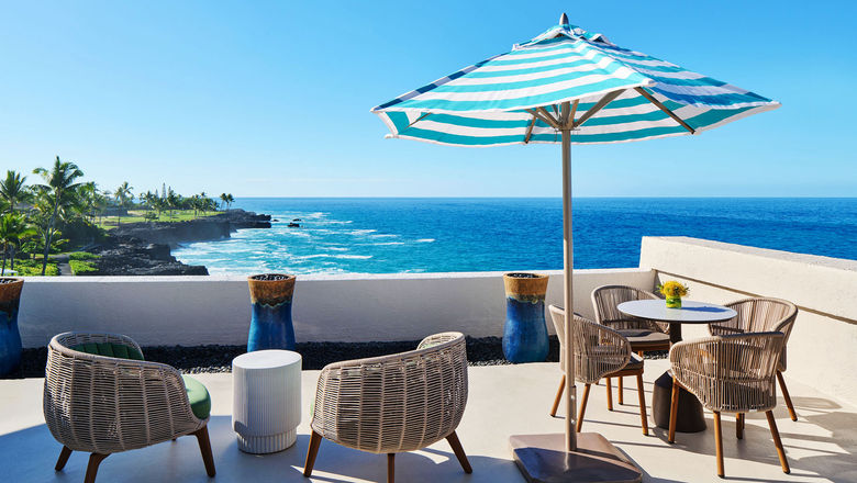 The Outrigger Kona Resort & Spa’s new Royal Huakai Suite features three lanais and views of Keauhou Bay.