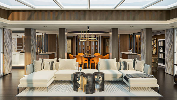 A rendering of the dining area in the Skyview Regent Suite.