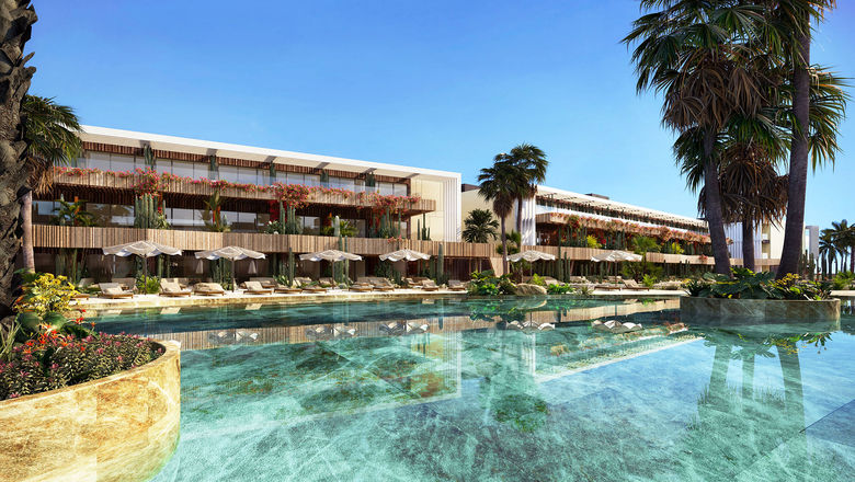 The exterior of the Secrets Baby Beach Aruba, which marks the first Inclusive Collection property to debut in Aruba.