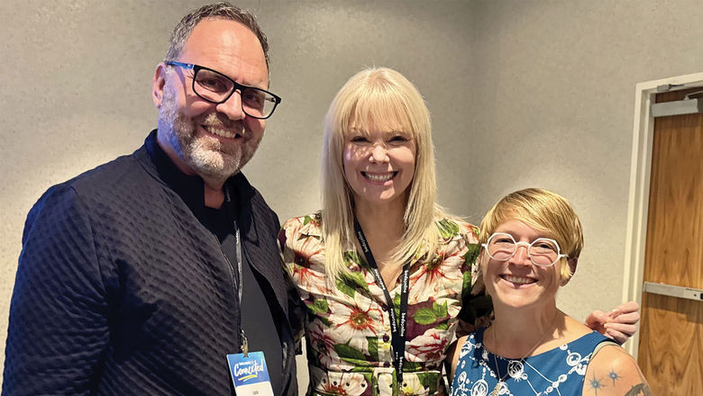 From left, Louie Di Tacchio, owner of Progress Travel in Ajax, Ontario; Jennifer Doncsecz, president of VIP Vacations in Bethlehem, Pa.; and Jana Elias, owner of Tootles and Nibs Travel, at Travel Market 2025.