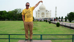 I'm normally averse to posing for pictures. But encouraged by my guide, I hired a local photographer just outside the Taj Mahal compound entrance for a short shoot.