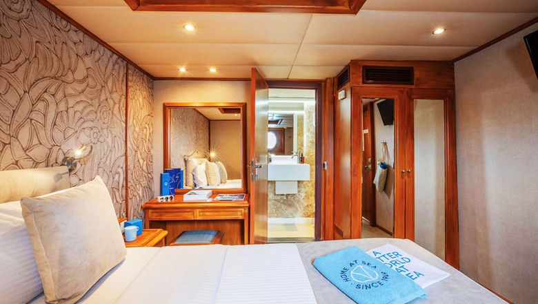 A cabin on Variety Cruises' Galileo after the ship's renovation.