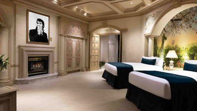 The Elvis-themed Imperial Sky Villa at the Westgate Las Vegas Resort & Casino was constructed on the footprint of where Presley stayed while performing at what was then the International Hotel.