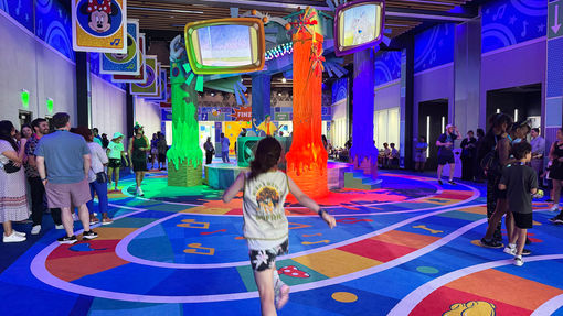 Kids play at the new Goofycore play space at Walt Disney World's Epcot park.