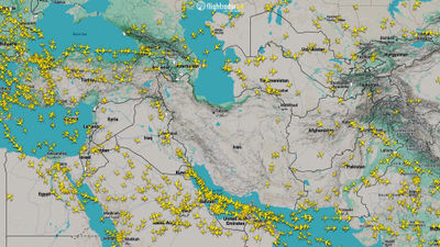 A live air traffic map from Flightradar24 on July 1 shows airlines largely avoiding Iran and instead flying over Turkey, north/south through Iraq and across Egypt and Saudi Arabia.