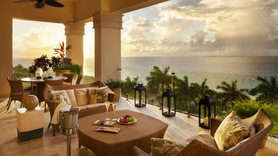 The Joseph Penthouse at the Quintessence Hotel in Anguilla has a massive terrace with ocean views.