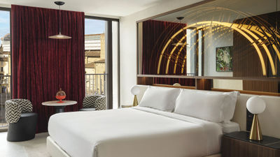 A guestroom at the W Florence, which has opened near the city's landmark Duomo on the Piazza dell'Unita Italiana.
