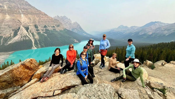 An AdventureWomen tour group in the Canadian Rockies. An AdventureWomen tour group in the Canadian Rockies.