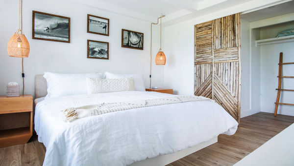 A guestroom at the resort, which underwent a two-year renovation before reopening in 2020. A guestroom at the resort, which underwent a two-year renovation before reopening in 2020.