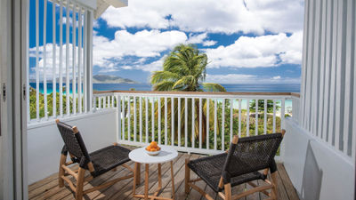 The view from one of the updated hillside rooms at Long Bay Beach Resort that have views of Jost Van Dyke.