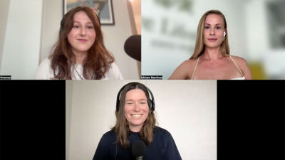 Clockwise from top left: Tours editor Brinley Hineman, Miriam Martinez of Revigorate and Folo host Rebecca Tobin talk about overtourism concerns in Portugal, Spain and elsewhere in Europe.