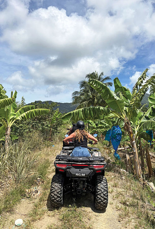 The Irie Valley Ride takes travelers through banana plantations and guava orchards.