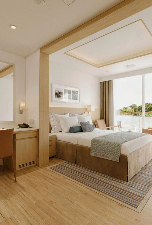 A rendering of accommodations on the Viking Brahmaputra.