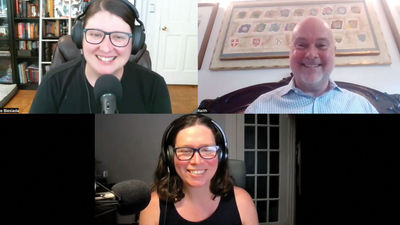 On the Folo by Travel Weekly podcast, clockwise from top left: Retail editor Jamie Biesiada, Departure Lounge founder Keith Waldon and Folo host Rebecca Tobin.
