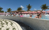 The Pearl Cove Beach Club at Carnival Cruise Line's new Celebration Key private destination in the Bahamas. Guests can pay extra for access to the infinity pool and cushioned loungers.