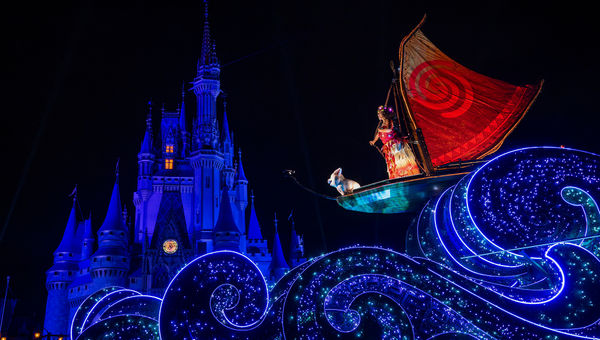The 'Moana' float in the “Disney Starlight: Dream the Night Away” parade. The 'Moana' float in the “Disney Starlight: Dream the Night Away” parade.